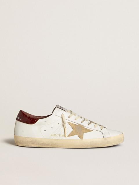 Golden Goose Super-Star with sand suede star and red croc-print leather heel tab