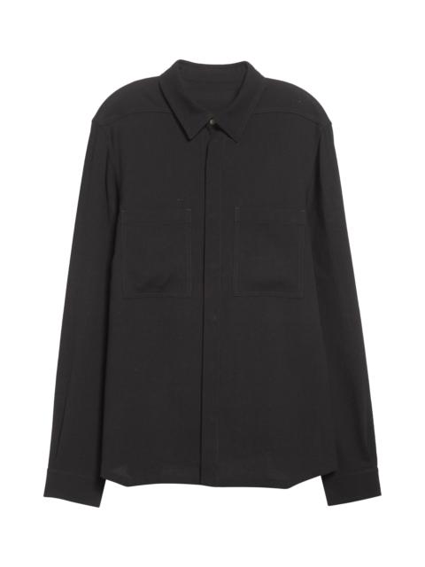 Rick Owens Rick Owens Hollywood Fog Pocket Wool Overshirt in Black at Nordstrom