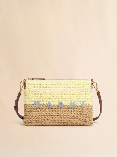 Marni YELLOW AND BROWN PAPER RAFFIA SEASIDE POUCH