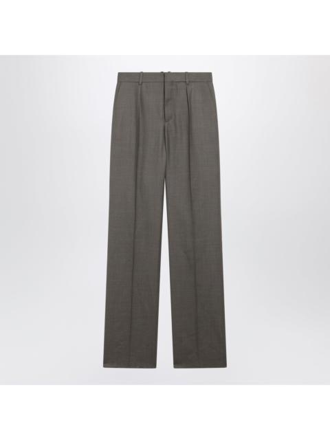 SAINT LAURENT Saint Laurent Mid-Rise Tailored Straight-Leg Wool Trousers In Brown Women
