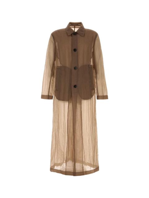 Dries Van Noten Men Brown Organza Rankles Trench Coat