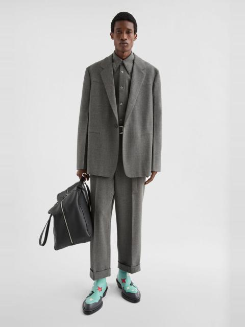 Wool Canvas Belted Trousers