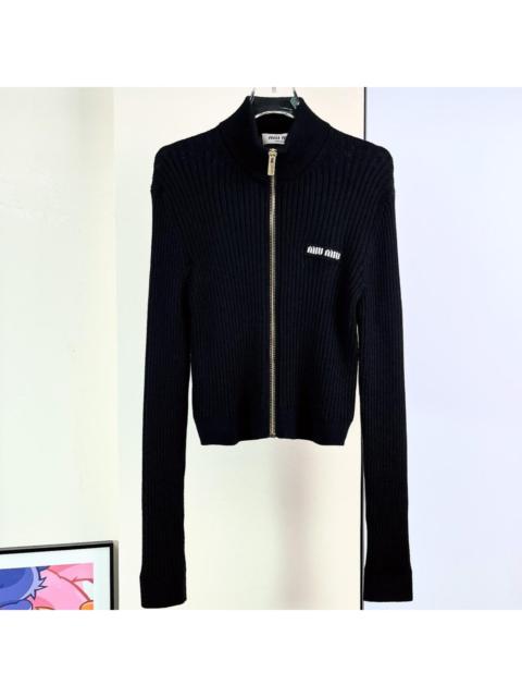 Miu Miu Miu Miu black knitted zip-up top