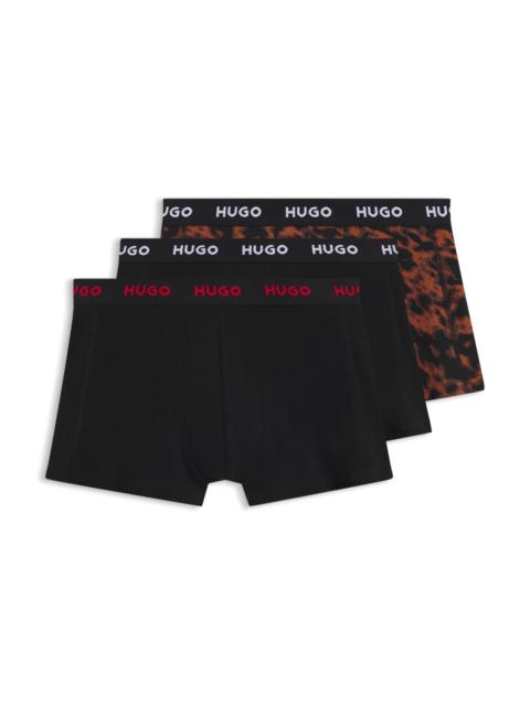 HUGO THREE-PACK OF TRUNKS IN STRETCH COTTON