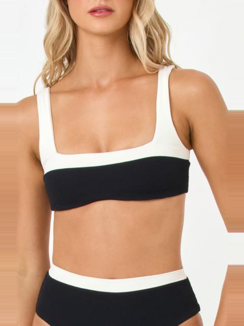 L*SPACE LSPACE Zuri Rib & Jersey Bikini Top in Black/Cream at Nordstrom
