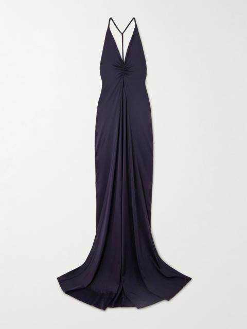 Victoria Beckham Cutout Ruched Stretch-satin Gown