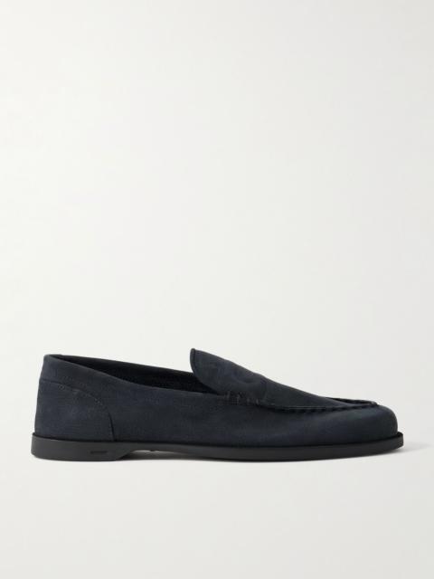 John Lobb Pace Suede Loafers Navy