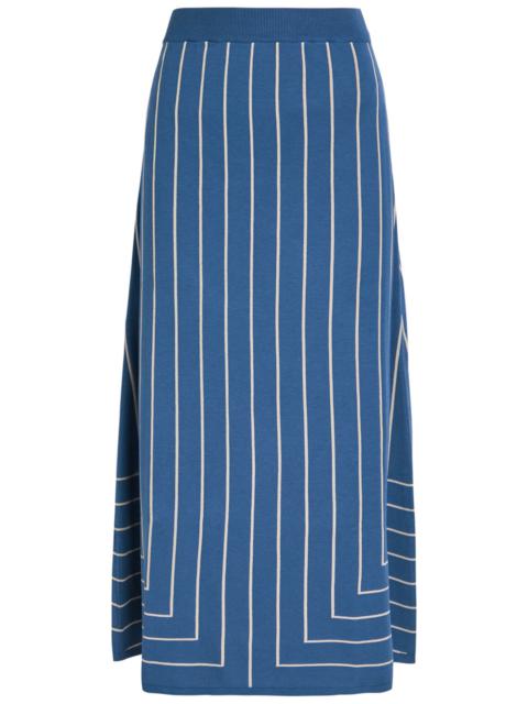 JOSEPH Joseph Striped-jacquard Stretch-knit Midi Skirt