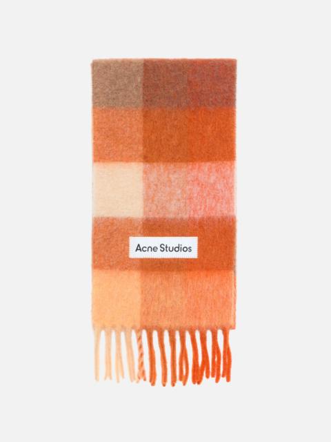 Acne Studios Mohair checked scarf - Bright Orange/ White/Apricot