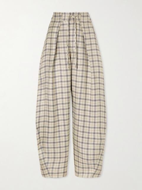 KALLMEYER Clemence Pleated Checked Linen-blend Pants