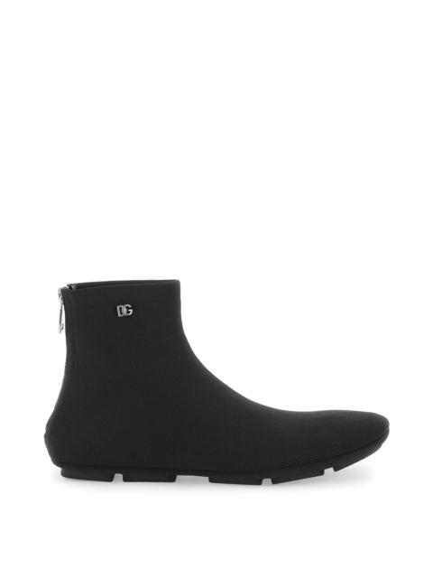 Dolce & Gabbana Black Stretch Mesh Ankle Boots