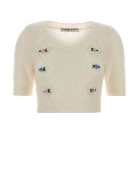 Alessandra Rich Ivory mohair blend sweater