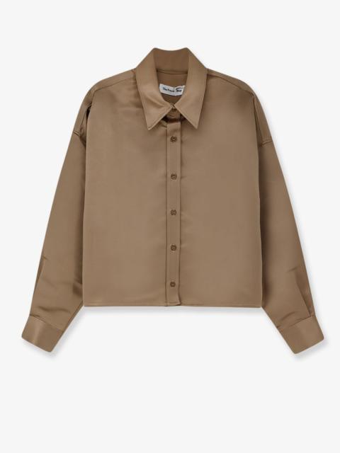 The Frankie Shop The Frankie Shop Arlen Satin Boxy Shirt Beige