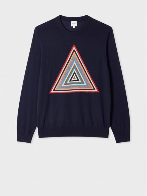 Paul Smith Navy Wool 'Pyramid Stripe' Intarsia Sweater