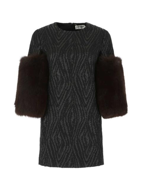 SAINT LAURENT Black Damask Mini Dress