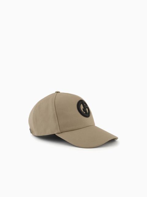 GIORGIO ARMANI COTTON BASEBALL CAP WITH LEATHER LOGO