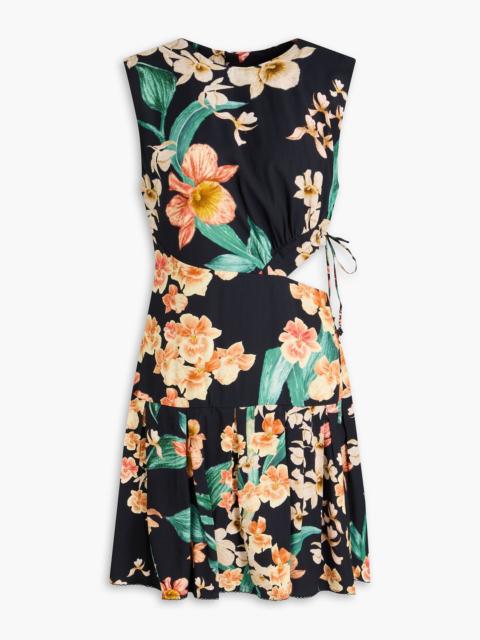 Agua by Agua Bendita Otono Danza cutout floral-print twill mini dress