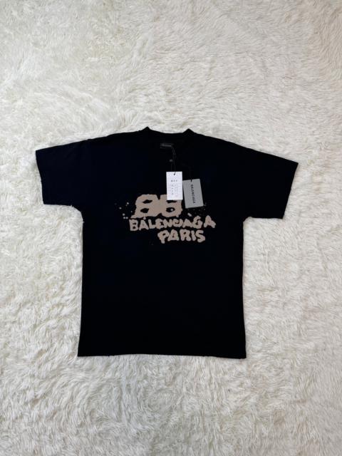 BALENCIAGA Balenciaga SS23 Letter Printed Round Neck Pullover Short Sleeve