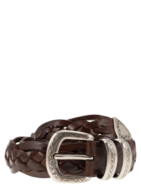 Brunello Cucinelli Brunello Cucinelli Men Braided Calfskin Belt With Detailed Buckle And Tip