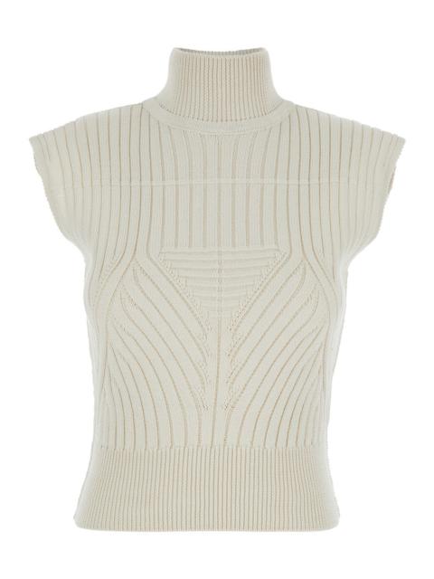 Rick Owens Rick Owens Women White Sleeveless Top With High-Neck In Virgin Wool Woman