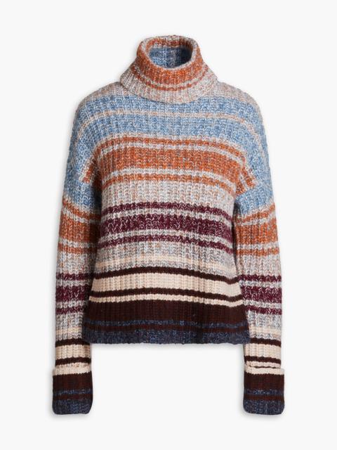 Other Designers Striped ribbed cashmere turtleneck sweater