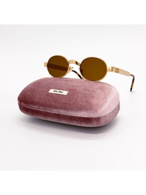 Miu Miu New Miu Miu MUB51S 22M20V Gold Women Round Sunglasses SMU B5