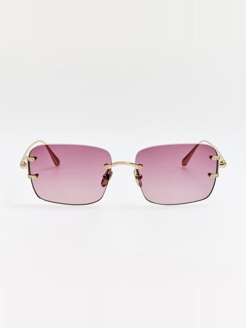 LINDA FARROW Sasha Sunglasses in 22K Gold and Mauve