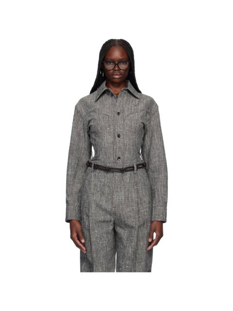Bottega Veneta Gray Melange Viscose & Silk Shirt