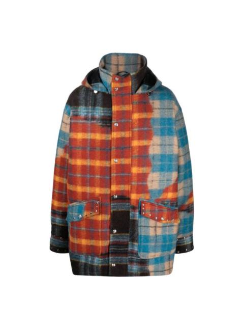 BLUEMARBLE Bluemarble Studded Studded Tartan Wool Parka