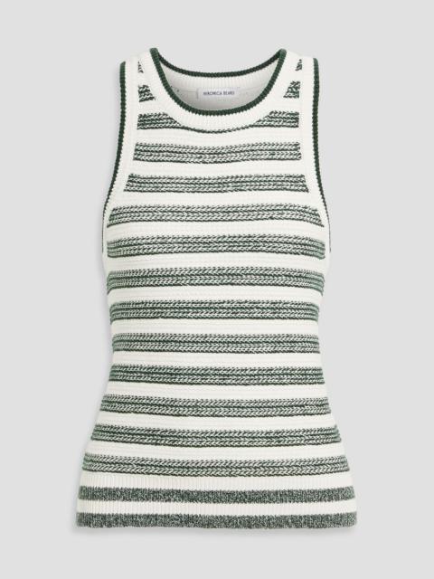 VERONICA BEARD Jerrel striped jacquard-knit linen-blend tank