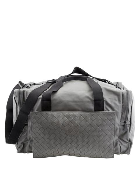 Bottega Veneta Men's Leather Duffle Bag In Grey