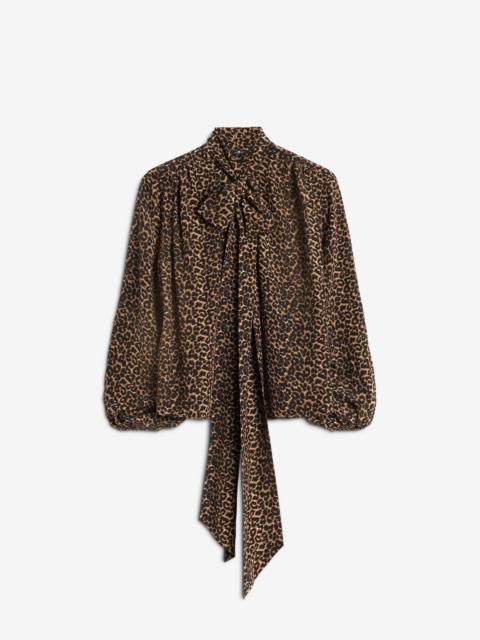 7 For All Mankind Silk Bow Shirt in Leo