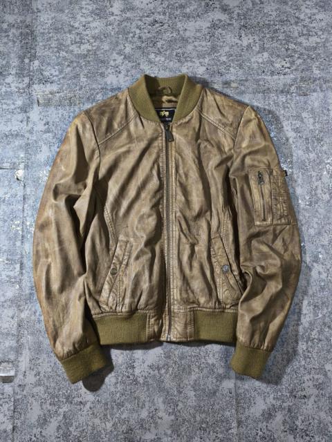 ALPHA INDUSTRIES Vintage Alpha Industries Patina Faded Leather Bomber Jacket