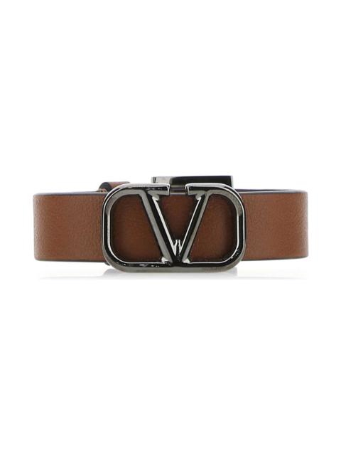 Brown Leather Vlogo Bracelet