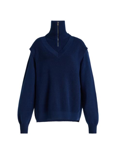 MARIE ADAM-LEENAERDT 4-in-One Wool-Blend Sweater navy