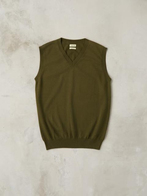 DE BONNE FACTURE Organic Cotton Knit Vest - Forest