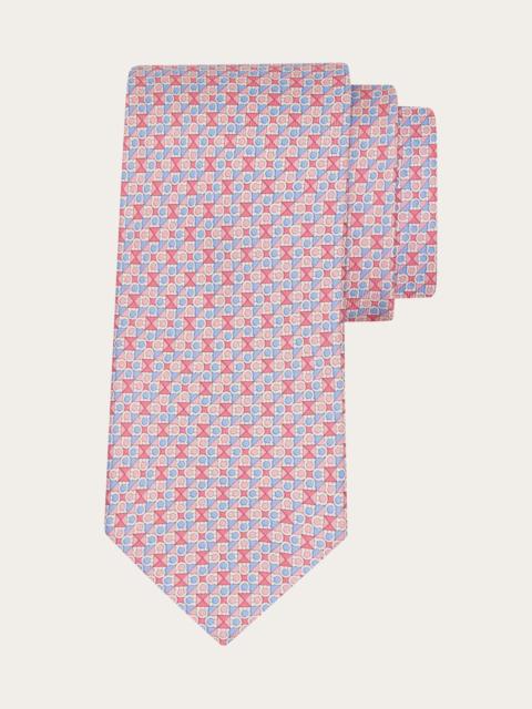 FERRAGAMO Gancini square print silk tie