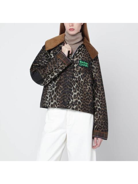 Other Designers Barbour X Ganni Waxed Windbreaker With Leopard Print Women