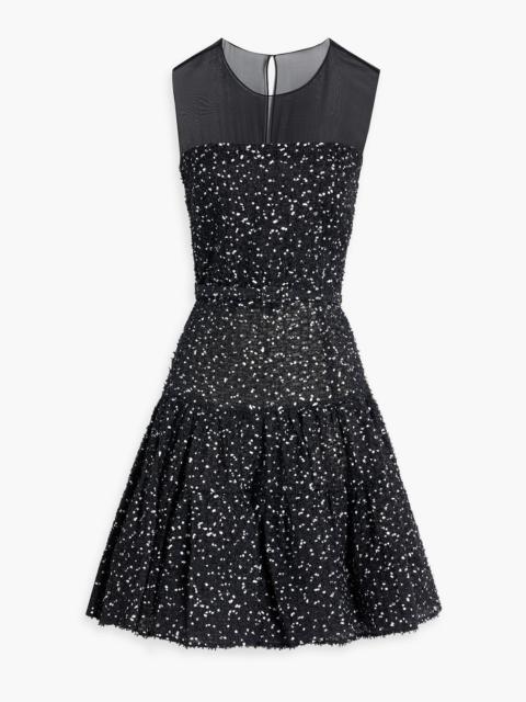 Oscar de la Renta Tulle-paneled fil-coupé mini dress