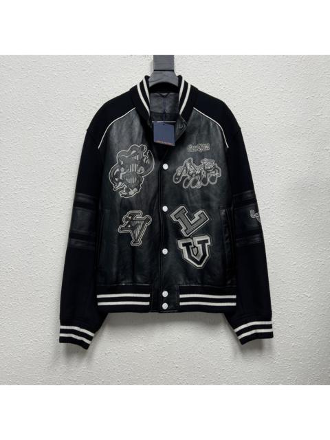 Louis Vuitton Louis Vuitton Lv SS23 music notation back portrait number black leather sleeve baseball jacket