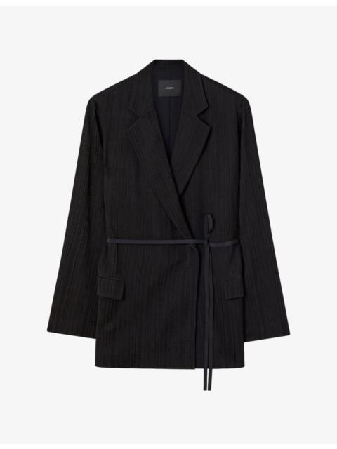 JOSEPH Amelot Pleated-Texture Viscose and Silk-Blend Blazer