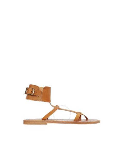 Other Designers K Jacques Ladies Brown Caravelle Flat Leather Sandals