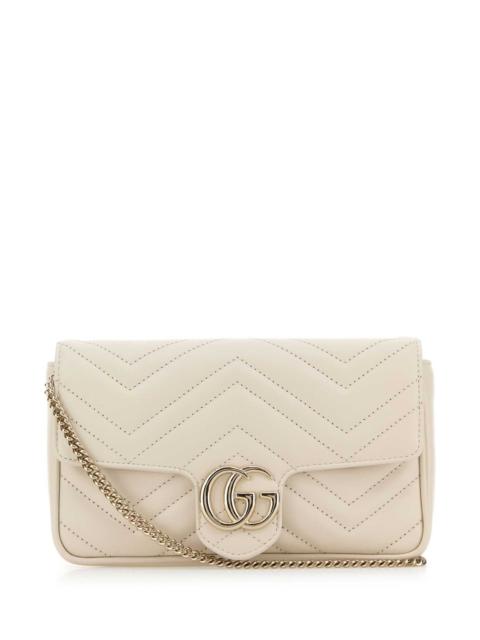 GUCCI Gucci Women Ivory Leather Small Gg Marmont Shoulder Bag