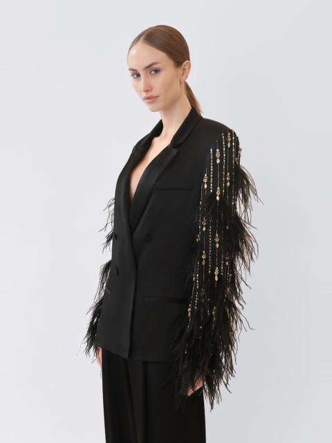LAPOINTE Satin Blazer With Deco Stripe Embroidery