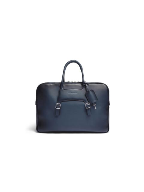 Santoni Blue leather laptop bag