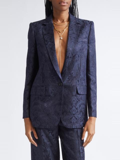 Etro Etro One Button Tonal Paisley Blazer in Blu Scurissimo 3 at Nordstrom