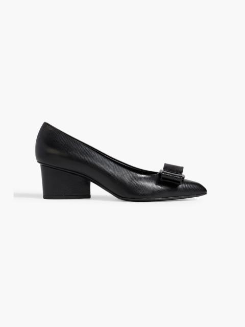 FERRAGAMO Viva bow-detailed lizard-effect leather pumps