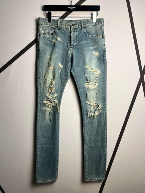 SAINT LAURENT Saint Laurent SLP Authentic 2014 Fall/Winter Washed Blue Distressed Jeans