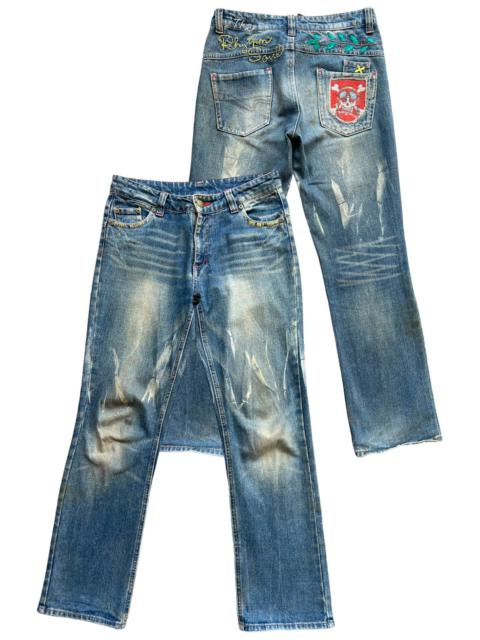 Other Designers Avirex - Distressed Rusty Skull Graphic Patch Denim Jeans 32x31.5