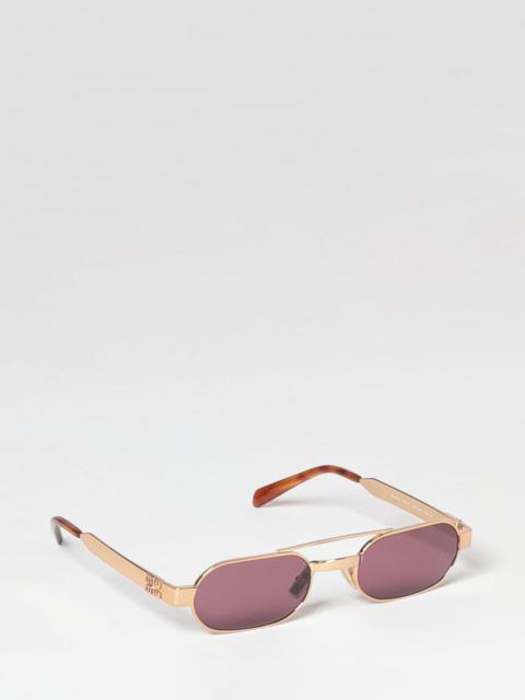 Miu Miu Miu Miu Women Miu Miu Aviator Metal Sunglasses With Double Bridge And Tortoiseshell Temples
